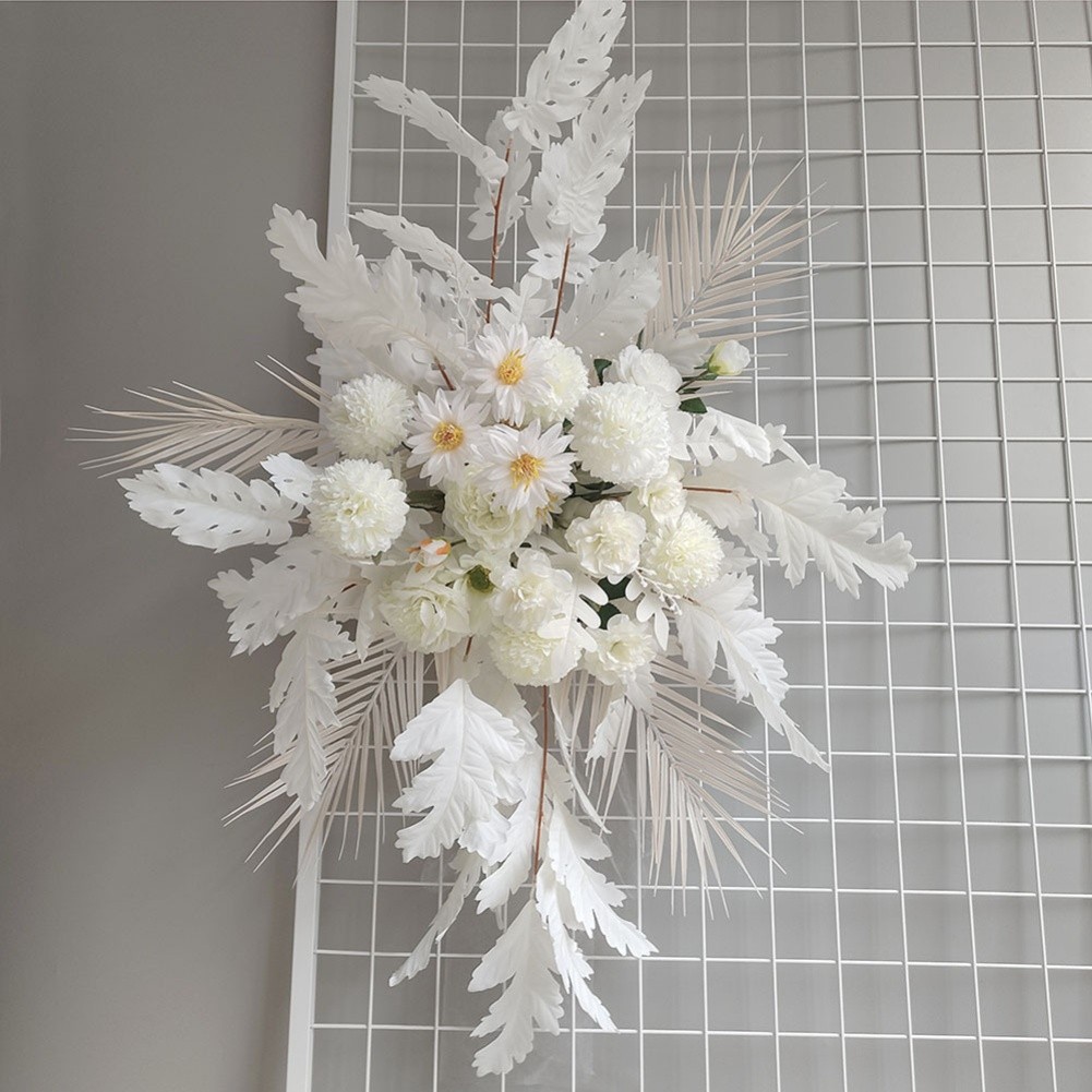 Faux Flower Arrangement for Wedding Decor White Pink Yellow Blue 100 by 70 cm