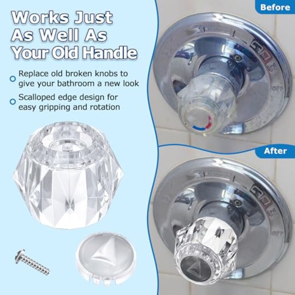 Clear Plastic Shower Handle Replacement – Compatible With Delta Single-Lever Tub & Shower Faucets, Easy-Grip Serrated Knob With Screws Included