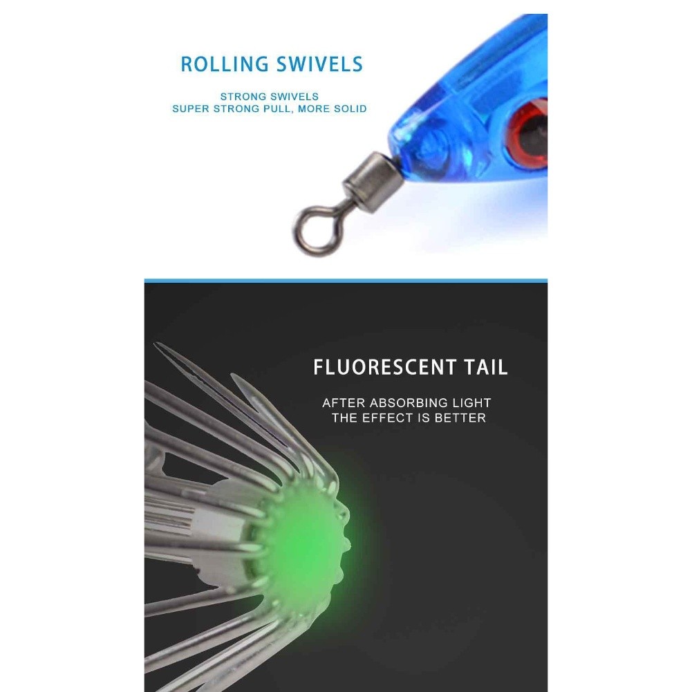 Fluorescent Tail Fishing Needle Light Absorption Pack Of 5 Resistance Reduction - Picture 20 of 32