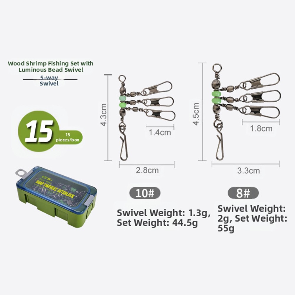 15 to 25pcs Fishing Bearing Rolling Swivel for Squid Jig with Luminous Feature - Picture 25 of 34