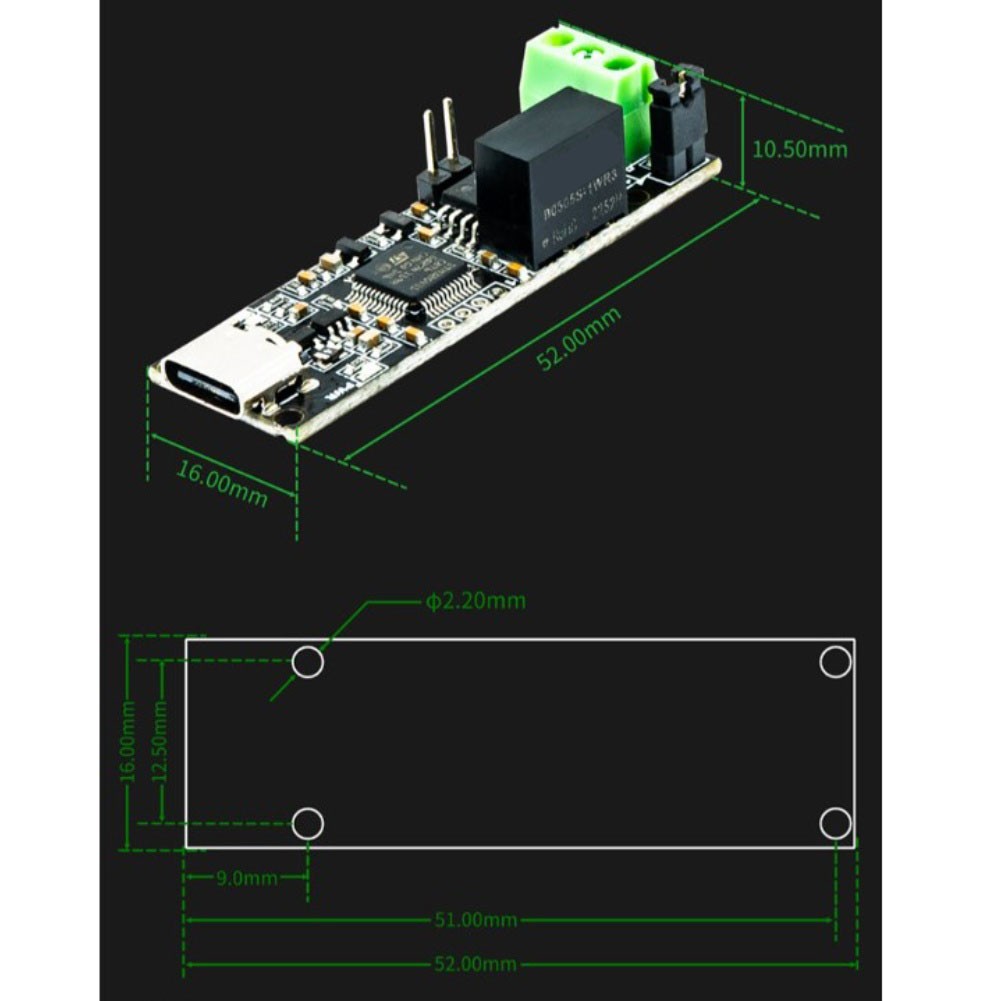 CAN Analyzer USB Adapter for MKS CANable With Isolation and ESD Protection