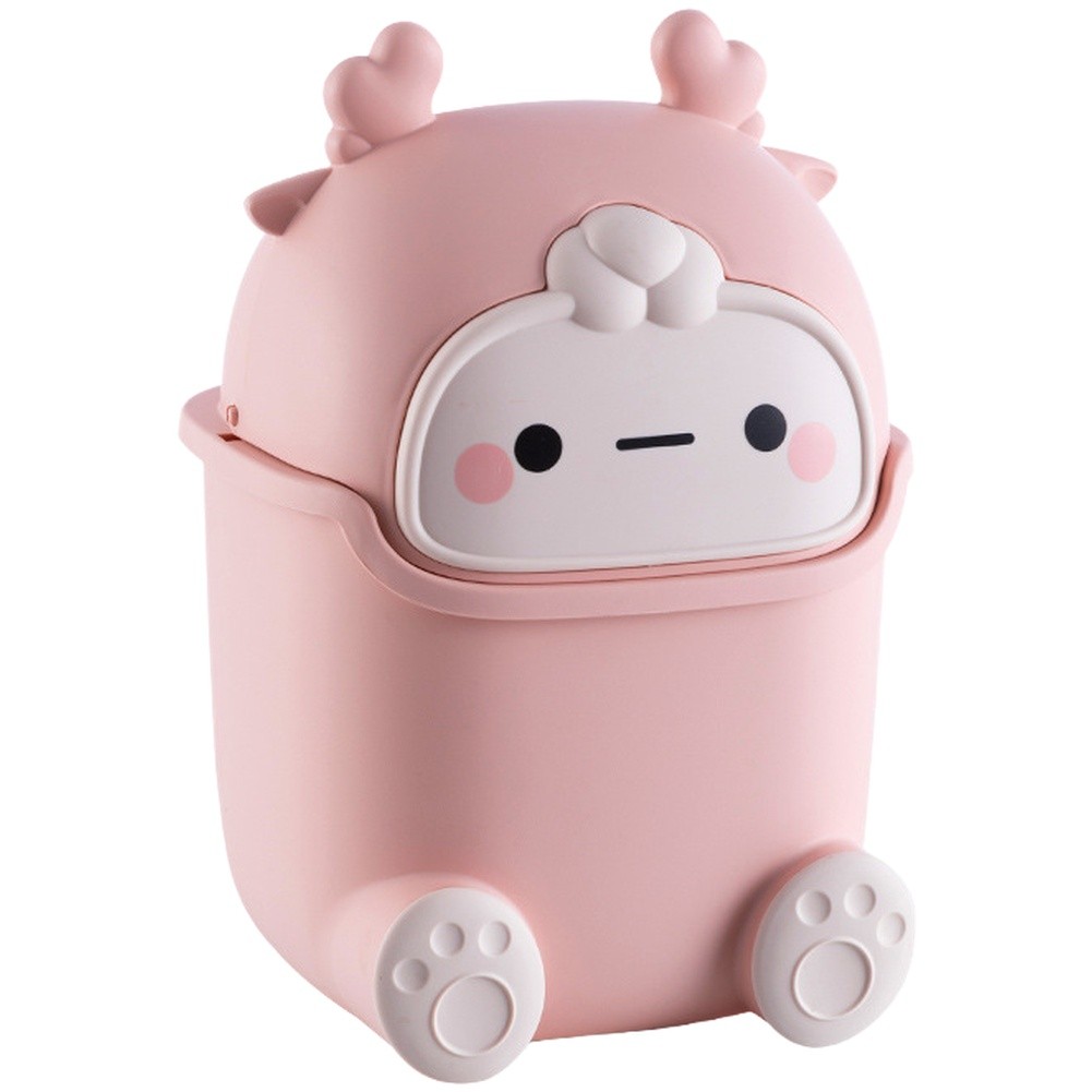 Small Desktop Trash Can with Flip Lid for Paper and Miscellaneous Waste Storage
