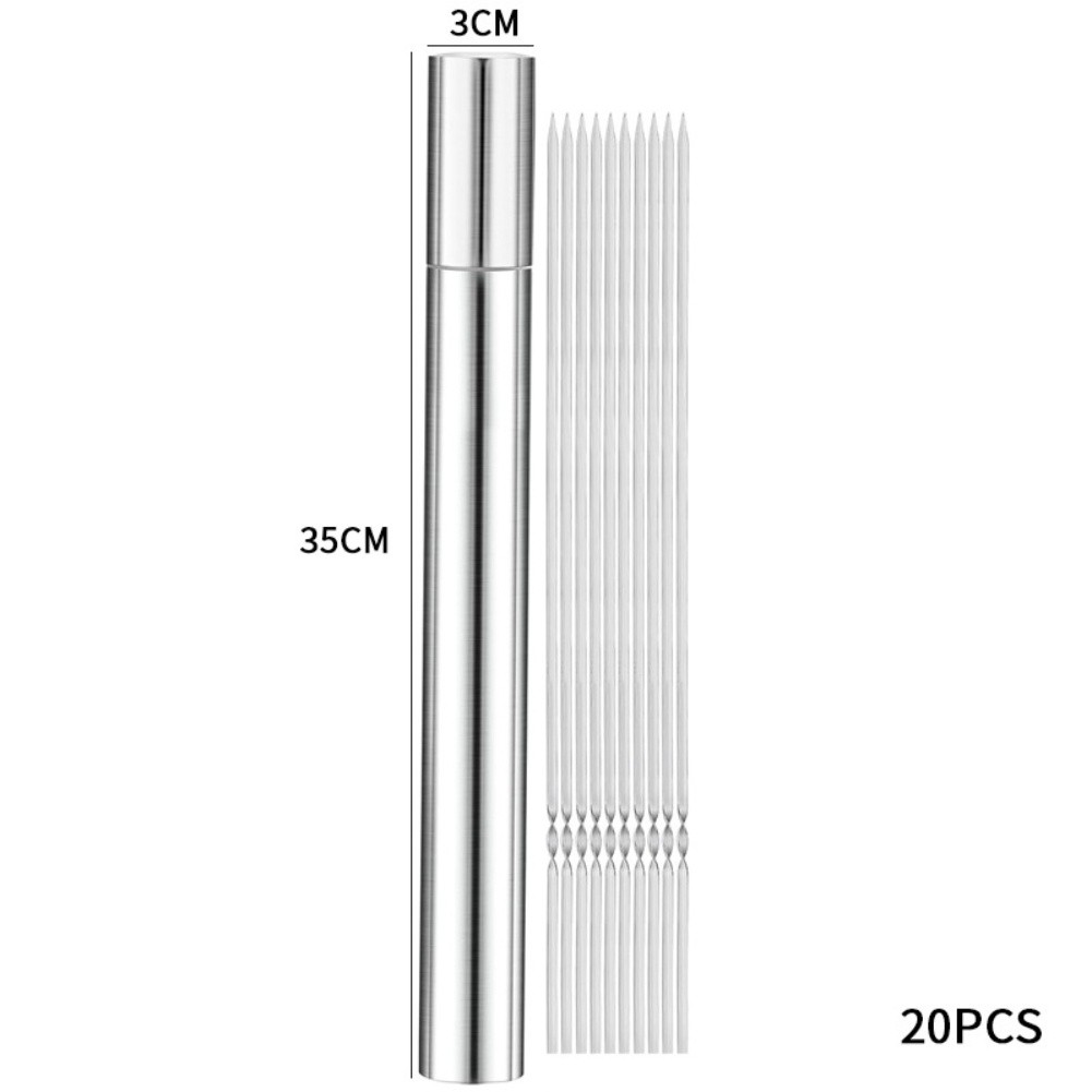 2030 Pieces Rustproof Stainless Steel Skewers 35cm with Storage Tube