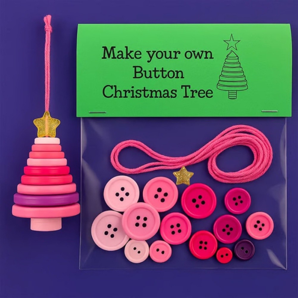 Button Christmas Ornament Kit DIY Crafting Set for Festive Decorations - Picture 21 of 23