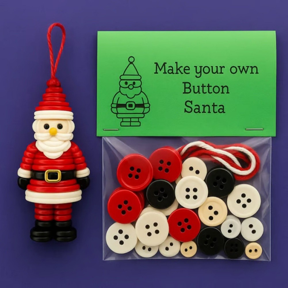 Button Christmas Ornament Kit DIY Crafting Set for Festive Decorations - Picture 15 of 23