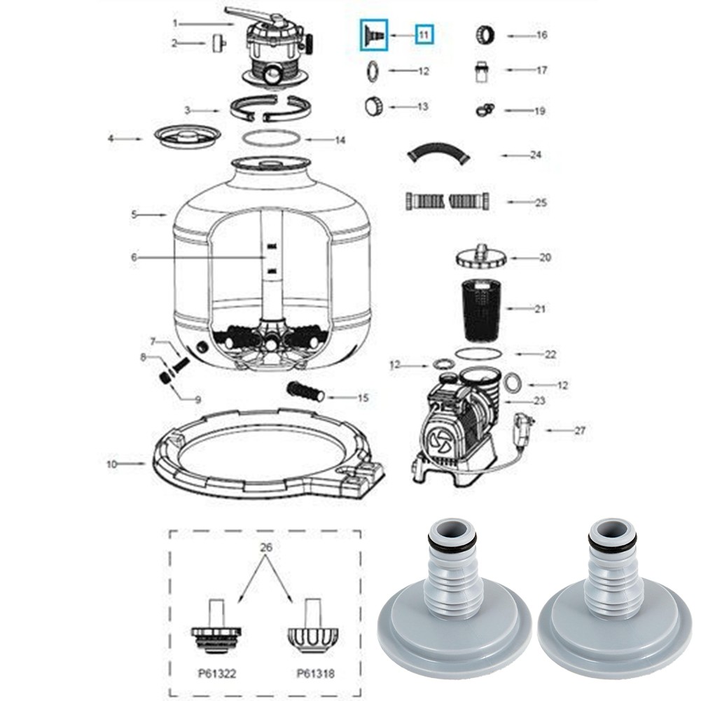 Pool Hose Adapters for Sand Filter Units Compatible with Pre 2024 Models