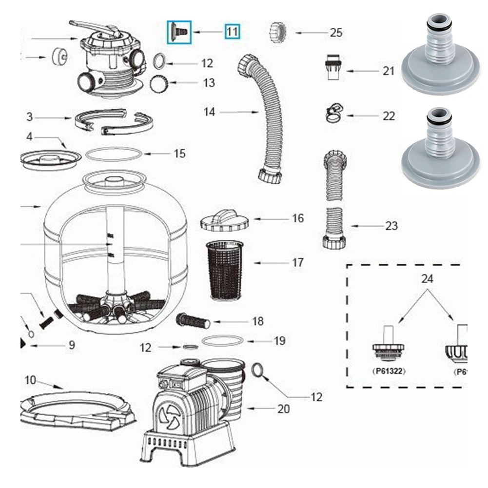 Pool Hose Adapters for Sand Filter Units Compatible with Pre 2024 Models