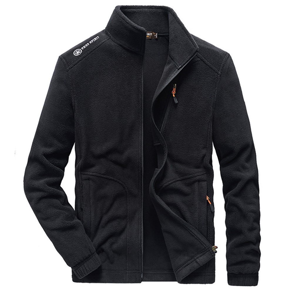Men Plush Sweatshirt Stand Collar Jacket For Polar Fleece Outdoor Casual Wear - Picture 19 of 30