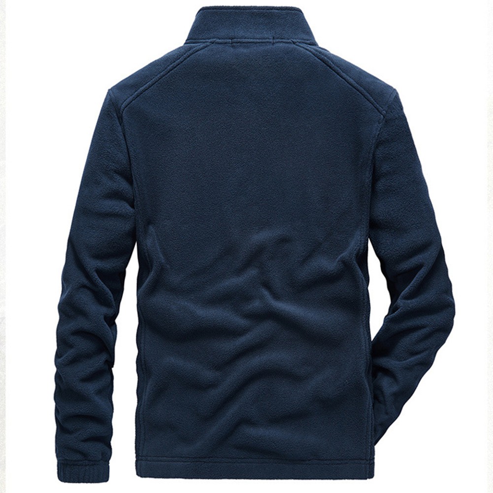 Men Plush Sweatshirt Stand Collar Jacket For Polar Fleece Outdoor Casual Wear - Picture 23 of 30