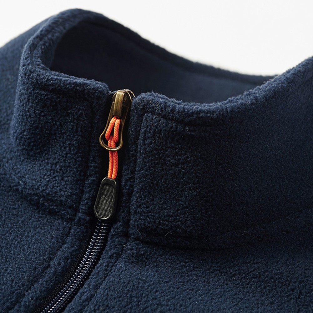 Men Plush Sweatshirt Stand Collar Jacket For Polar Fleece Outdoor Casual Wear - Picture 24 of 30