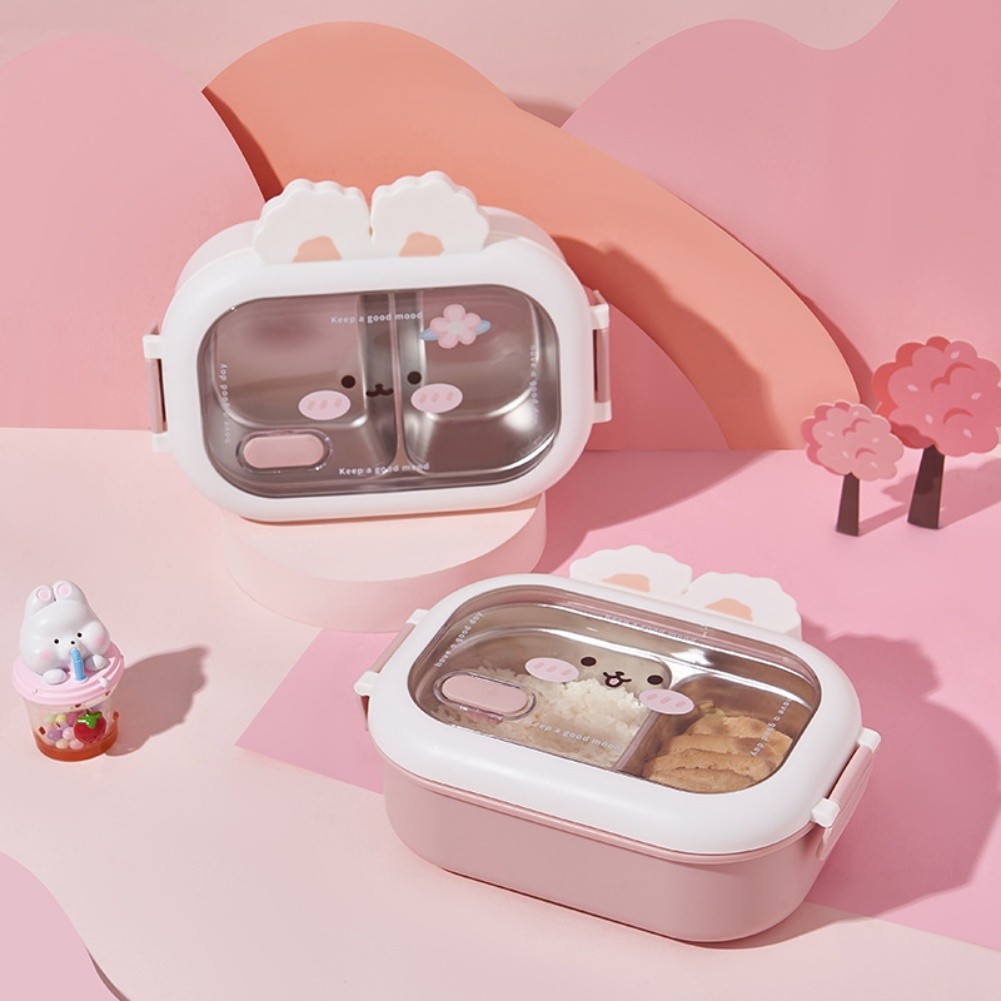 Eco Friendly Stainless Steel Lunch Box Cute Bunny for Family and Office Meal - Produktbild 8