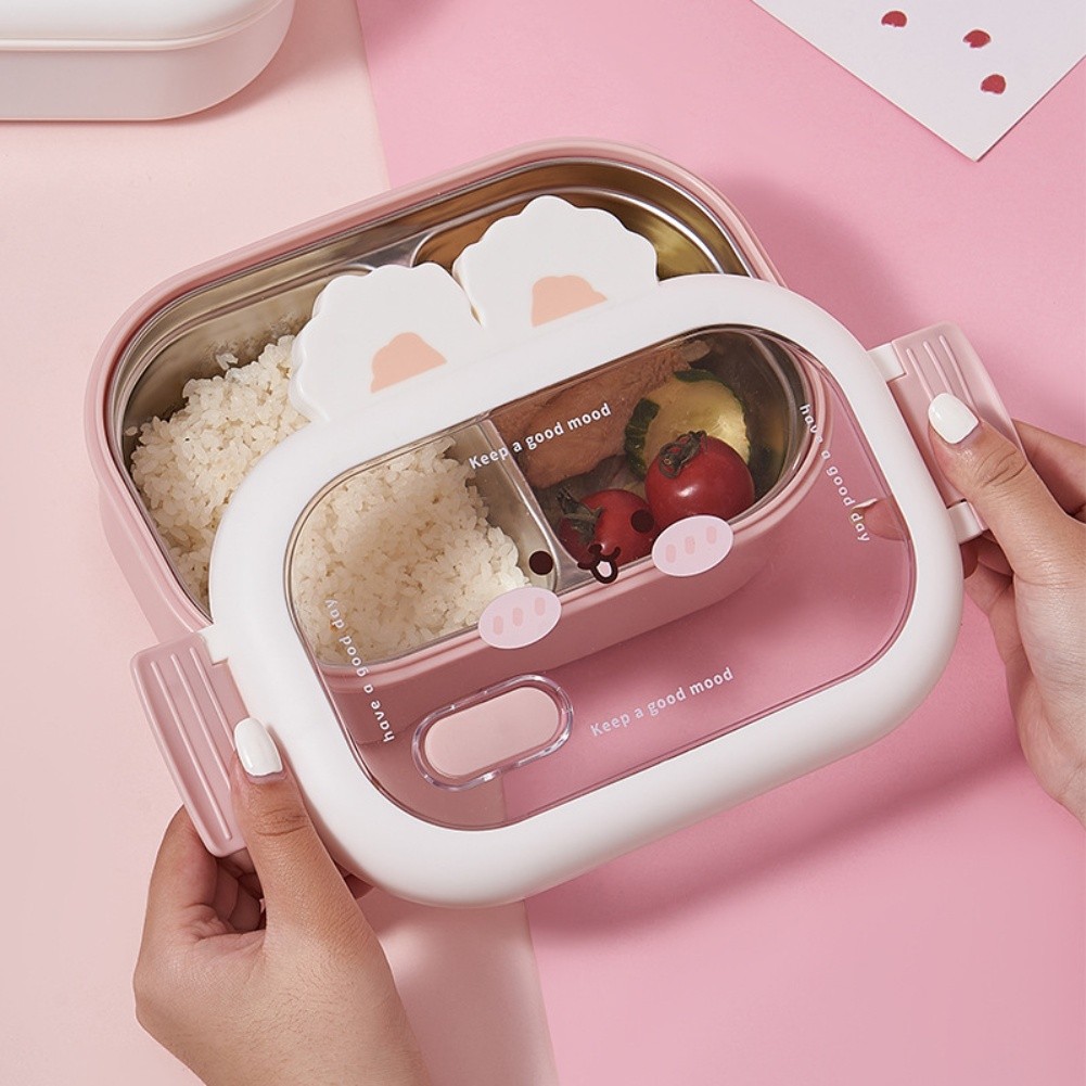 Leak Proof Stainless Steel Lunch Box with Bunny for Family and Office Meals - Produktbild 9