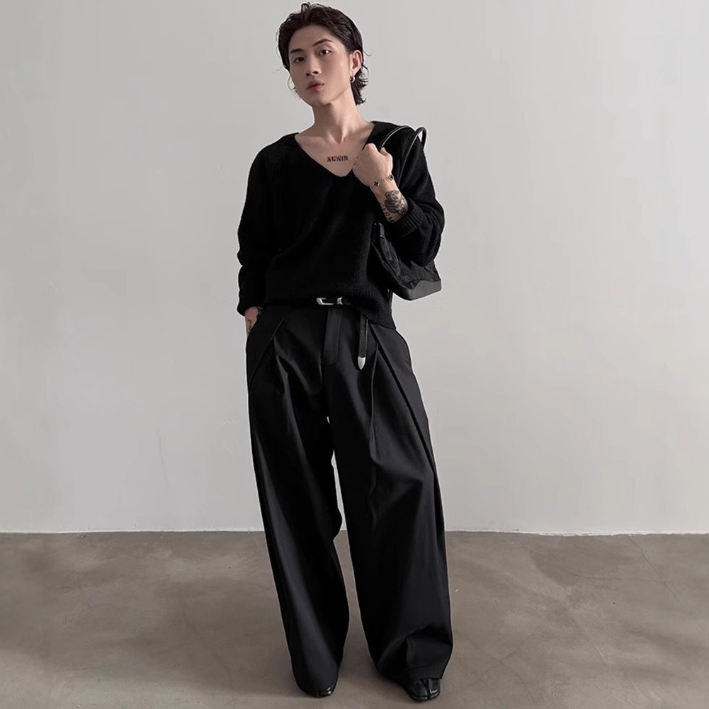 Herren Freizeithose drapiert Streetwear tägliche Kleidung bequeme Passform eleg - Picture 15 of 48