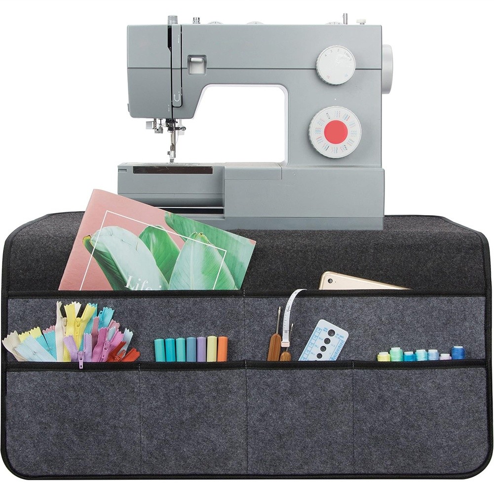 Deep Grey Felt Sewing Machine Pad Foldable 60x60cm with Six Compartments