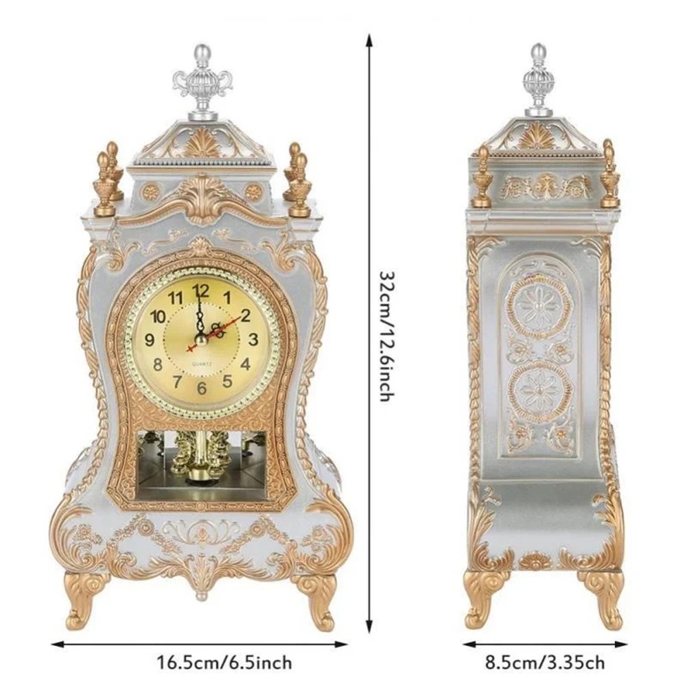 Classic European Antique Table Clock Silent Sweep Second for Study Room