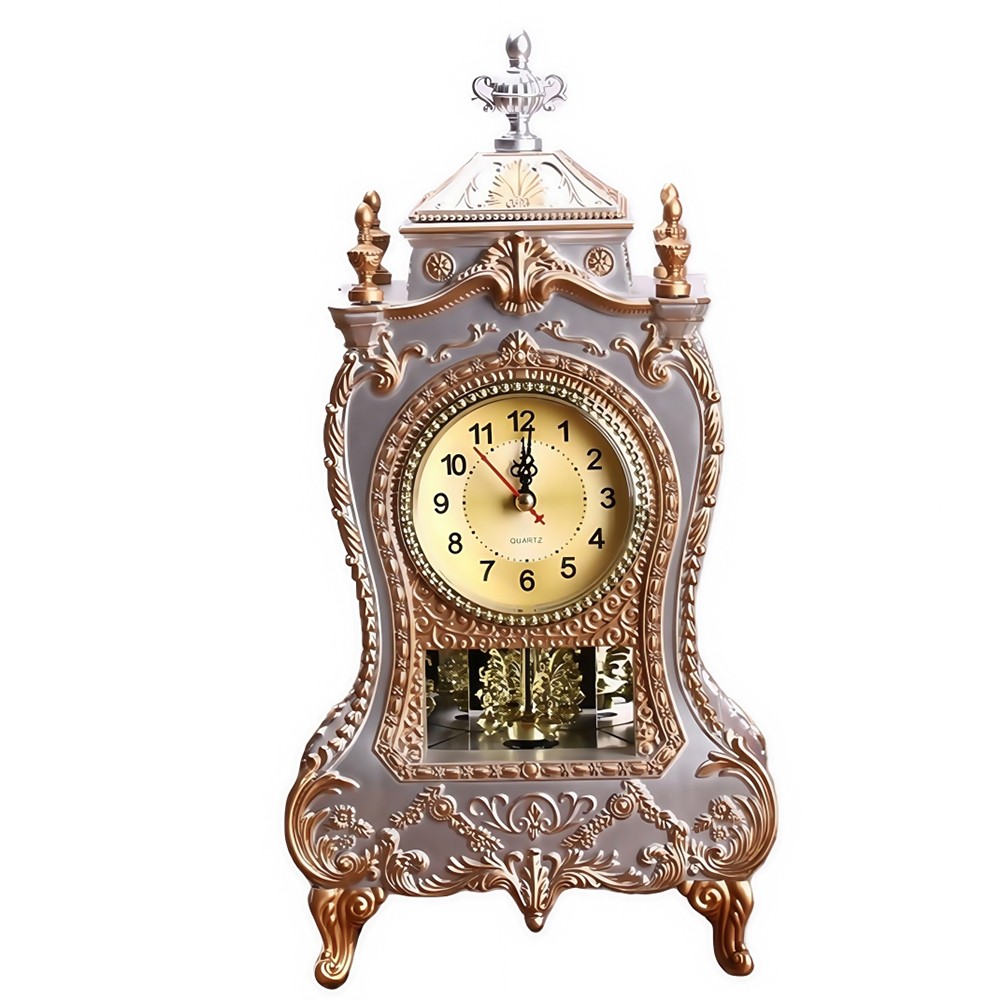 Classic European Antique Table Clock Silent Sweep Second for Study Room