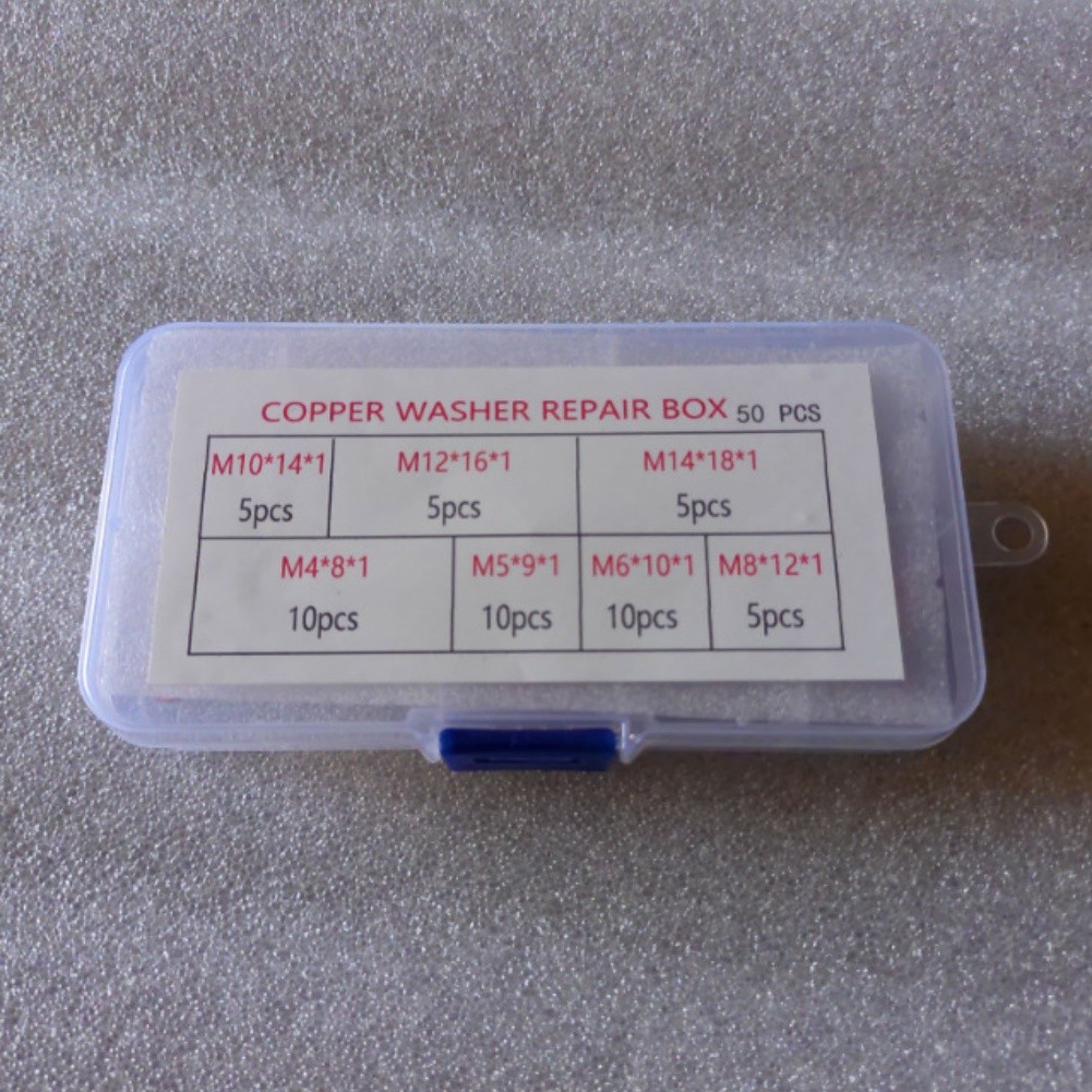 Copper Washer Gasket Set Flat Ring Seal Combination Kit with Box for Engine Use - Bild 6 von 6