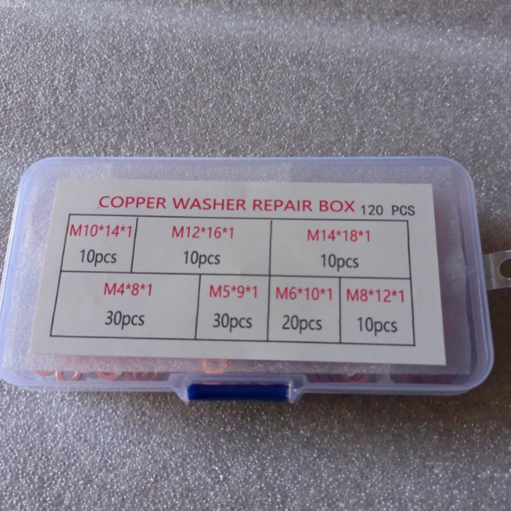 Copper Washer Gasket Set Flat Ring Seal Combination Kit with Box for Engine Use - Bild 4 von 6