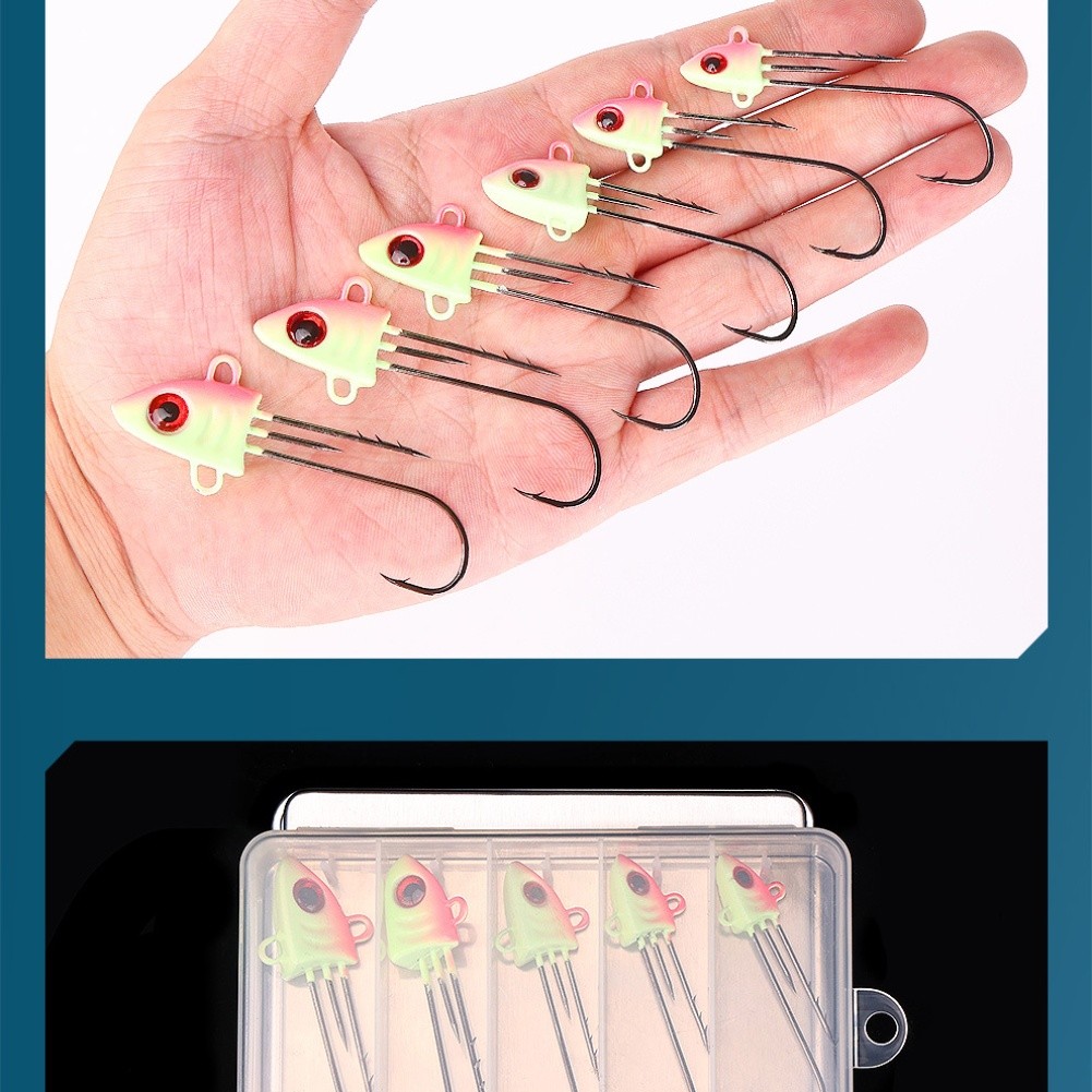 5pcs Luminous Fish Hooks Set Rockfish Hooks with Persistent Night Glow - Picture 25 of 42