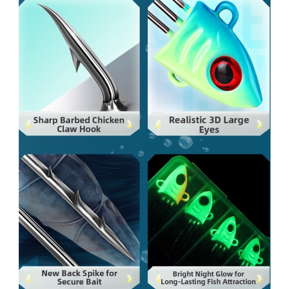 5pcs Luminous Fish Hooks Set Rockfish Hooks with Persistent Night Glow - Picture 37 of 42