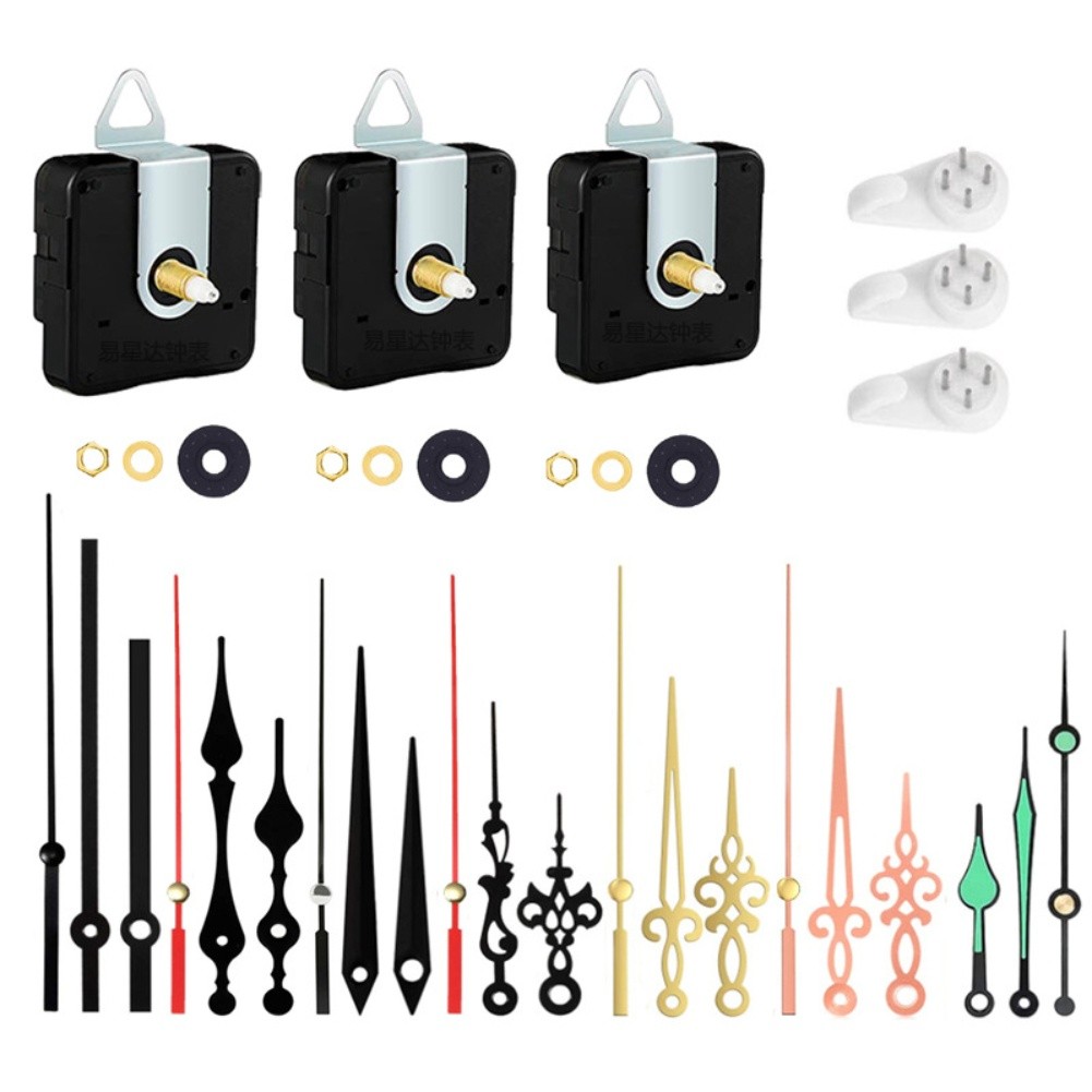3 Sets Battery Powered Quartz Clock Mechanism Kit with 7 Style Clock Hands