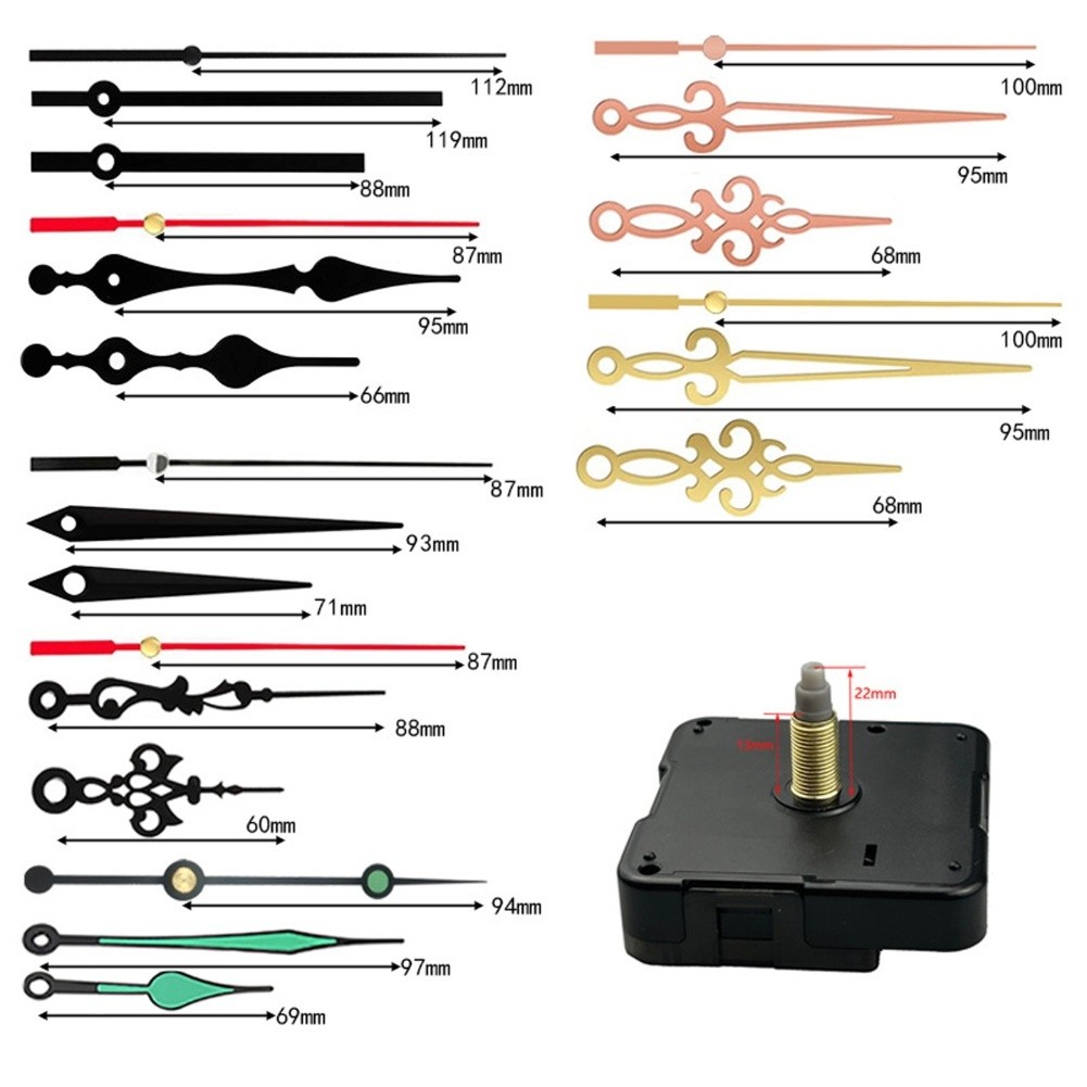 3 Sets Battery Powered Quartz Clock Mechanism Kit with 7 Style Clock Hands