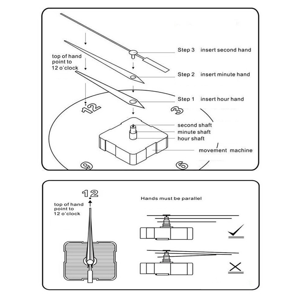 3 Sets Battery Powered Quartz Clock Mechanism Kit with 7 Style Clock Hands