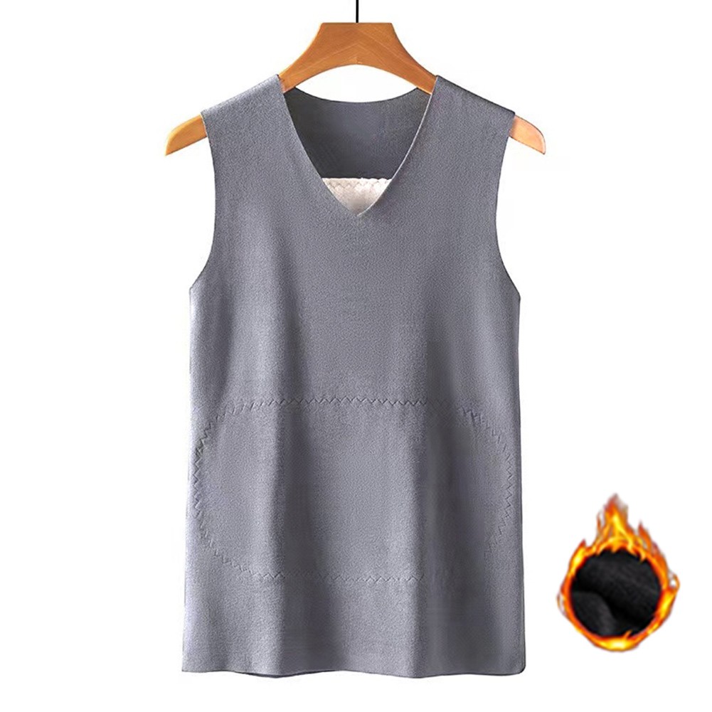 Men Doublefaced Fleece Vest Warm Velvet Patch Thicken Sleeveless Undershirt - Picture 14 of 22