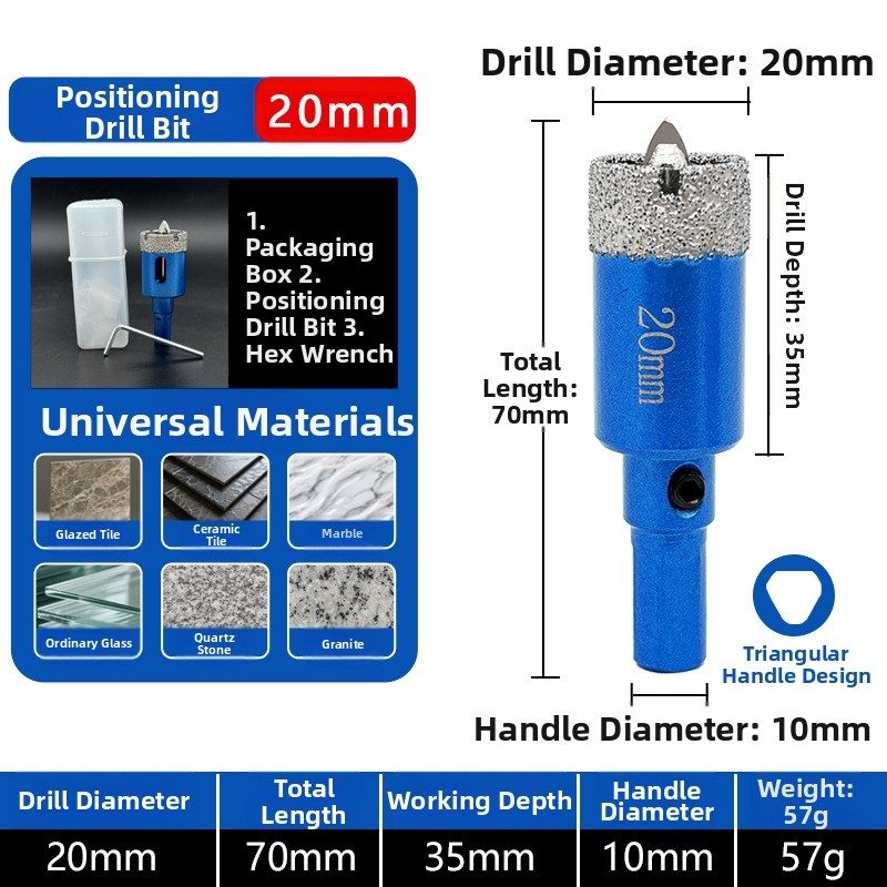 Granite Tile Diamond Drill Bits Set with Removable Positioning Pilot Drill