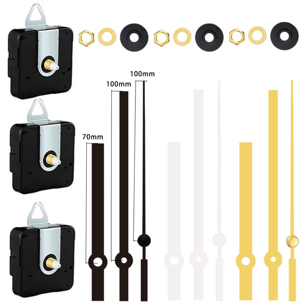3Pcs Clock Mechanism Kit with 3 Pairs Clock Hands for Craft Clock Projects 12mm