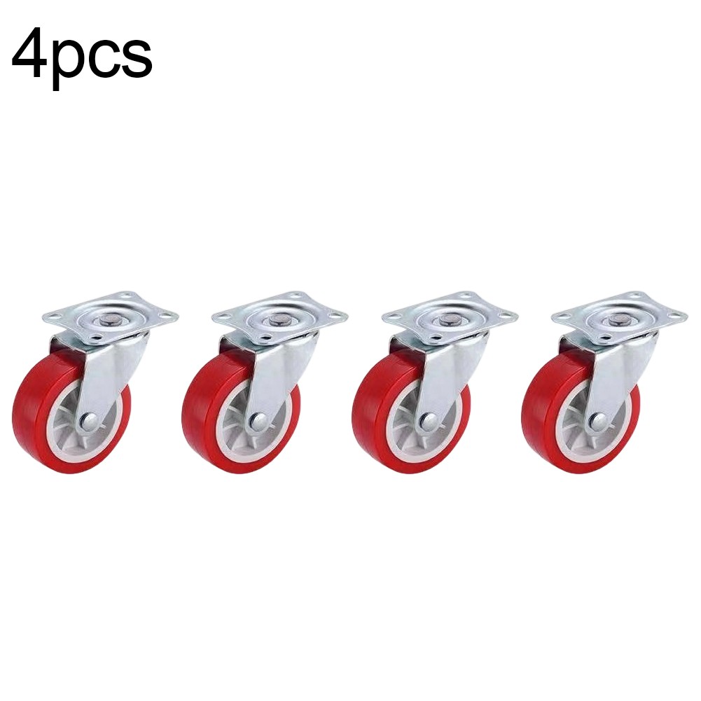 Polyurethane Wheel Caster Set 4 Pack With Swivel Plate For Tool Storage