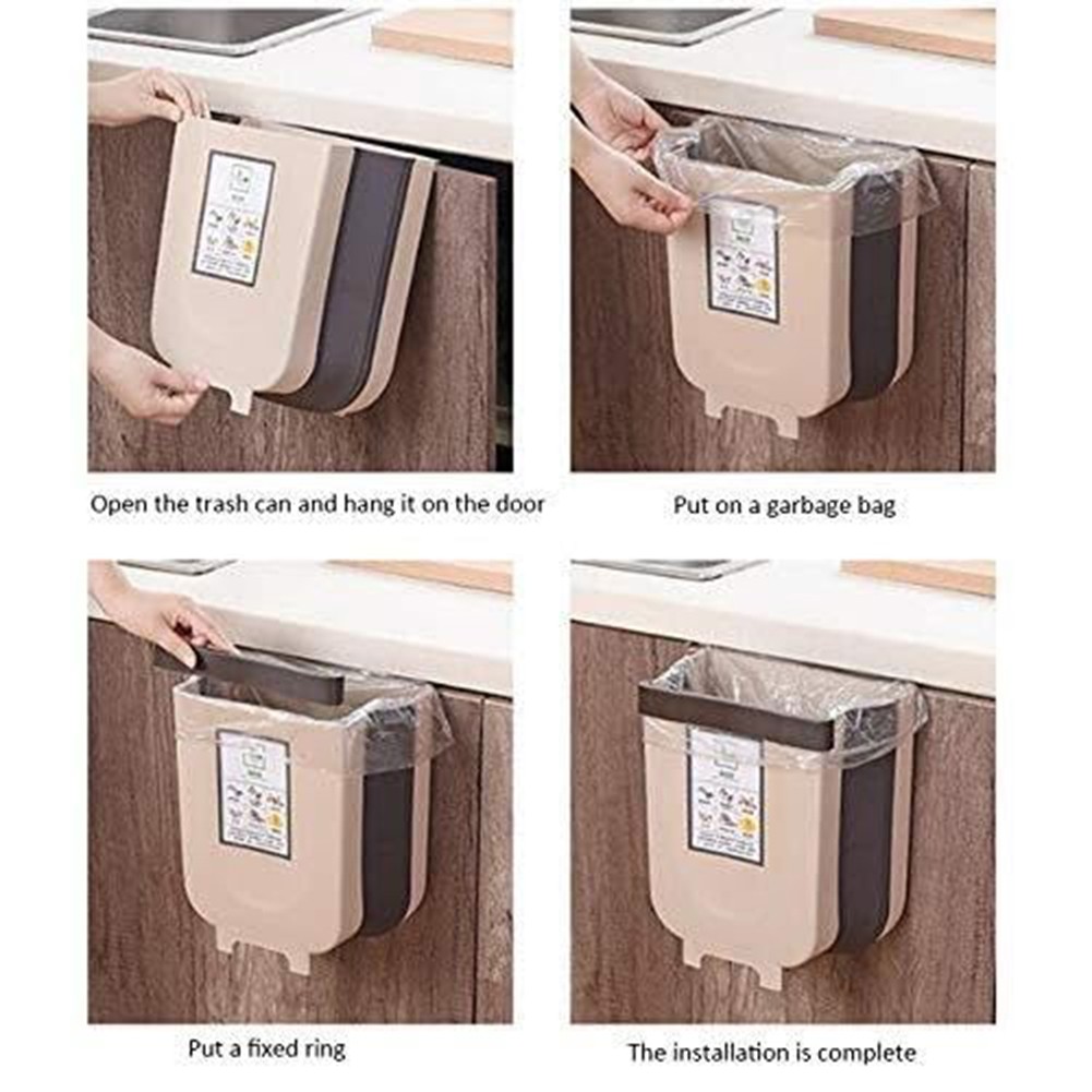 Collapsible Hanging Trash Can for Kitchen Bathroom Car Easy Installation - Produktbild 3