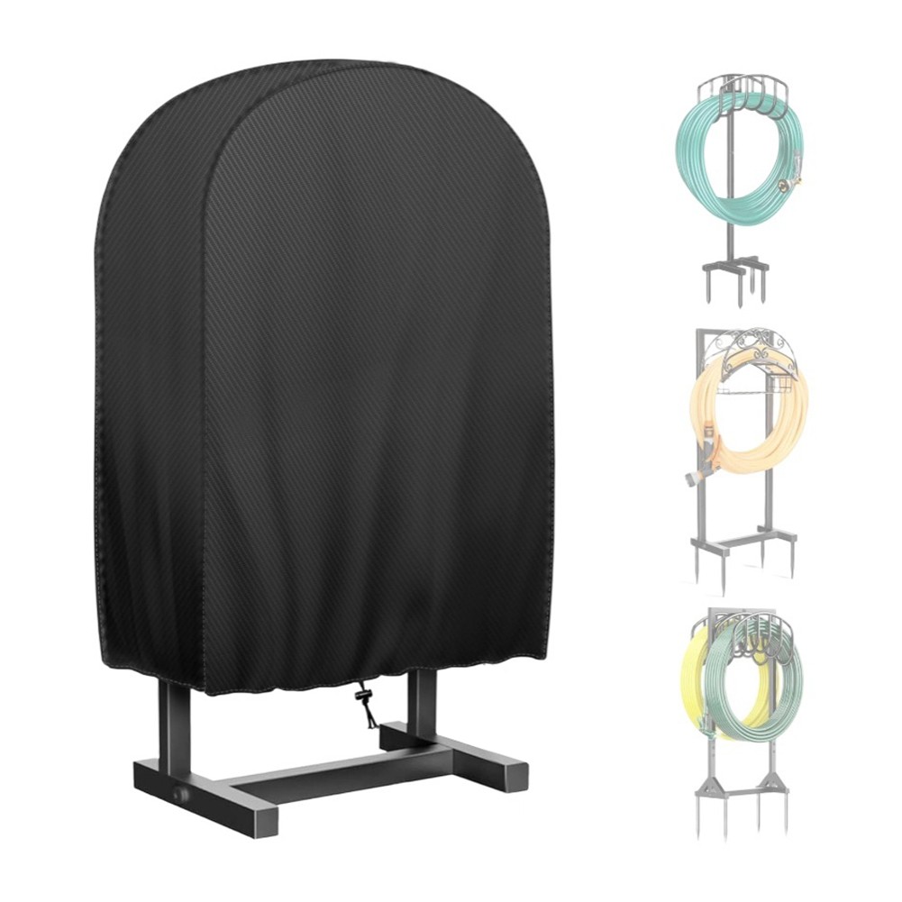 Cubierta protectora negra para carro de carrete de manguera de jardín de 4 ruedas resistente al aire libre - Imagen 9 de 15