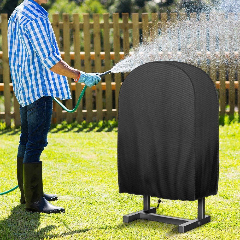 Cubierta protectora negra para carro de carrete de manguera de jardín de 4 ruedas resistente al aire libre - Imagen 11 de 15