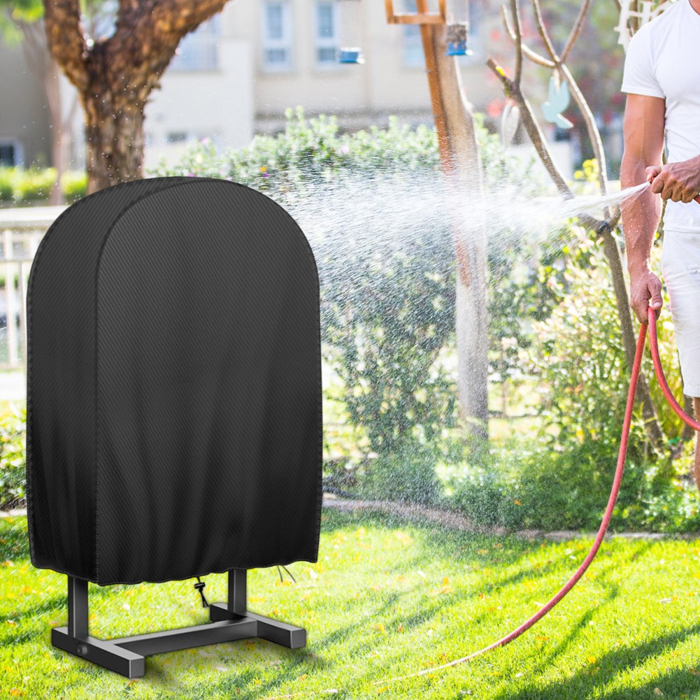 Cubierta protectora negra para carro de carrete de manguera de jardín de 4 ruedas resistente al aire libre - Imagen 13 de 15