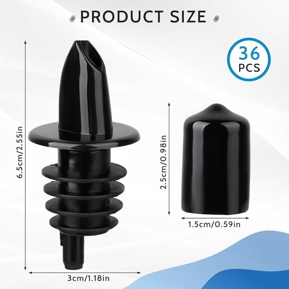 Flaschenausgie?er Kunststoff Set 36-teilig schwarz Flie?ausgie?er fr Wein O - Produktbild 2