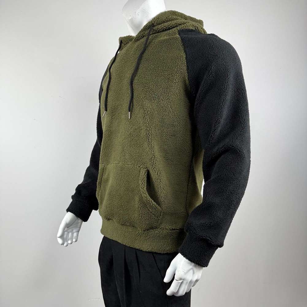 Loose Fit Men Loose Sweatshirt Regular Length Raglan Splicing Hooded Design - Picture 23 of 56