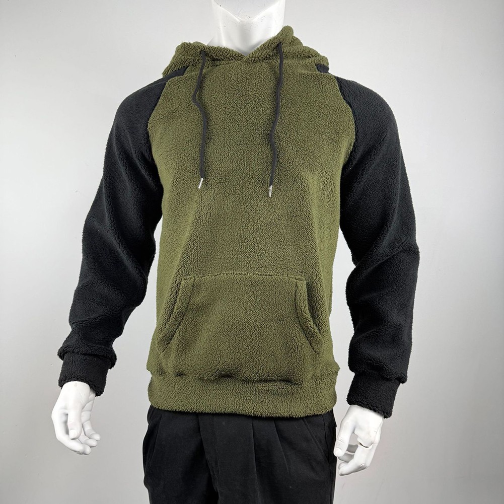 Loose Fit Men Loose Sweatshirt Regular Length Raglan Splicing Hooded Design - Picture 22 of 56