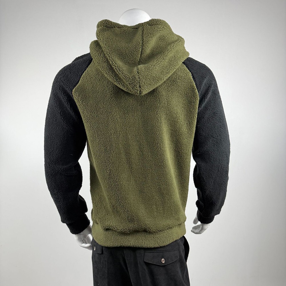 Loose Fit Men Loose Sweatshirt Regular Length Raglan Splicing Hooded Design - Picture 16 of 56