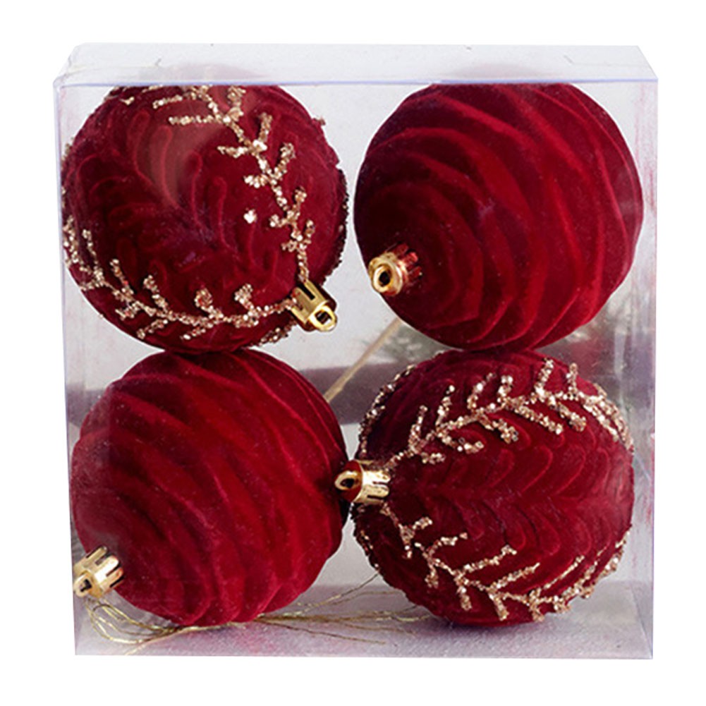 4pcs 8cm Red Ball Ornaments for Christmas Tree and Festive Decorations - Picture 6 of 11