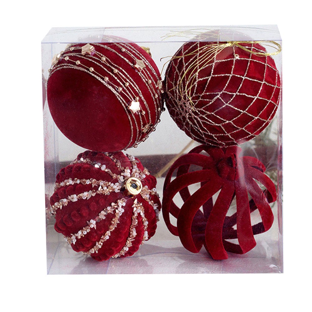 4pcs 8cm Red Ball Ornaments for Christmas Tree and Festive Decorations - Picture 10 of 11