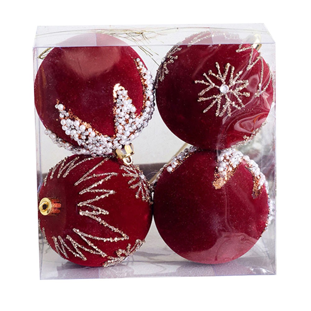 4pcs 8cm Red Ball Ornaments for Christmas Tree and Festive Decorations - Picture 8 of 11