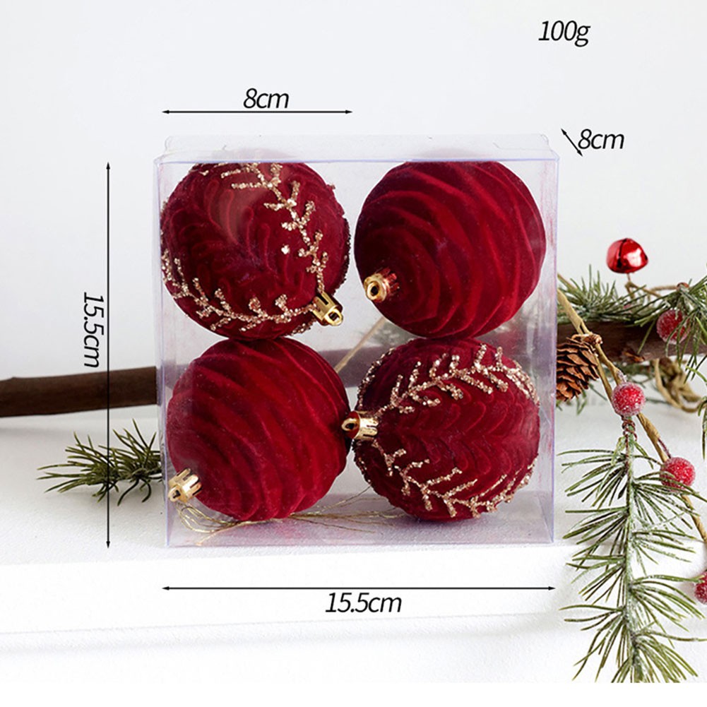 4pcs 8cm Red Ball Ornaments for Christmas Tree and Festive Decorations - Picture 7 of 11