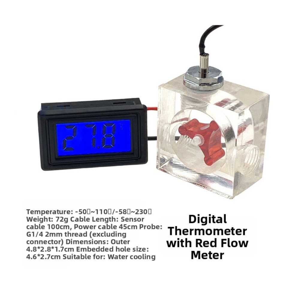Watercooled System with LED Thermometer and for acrylic Three Way Flow Meter