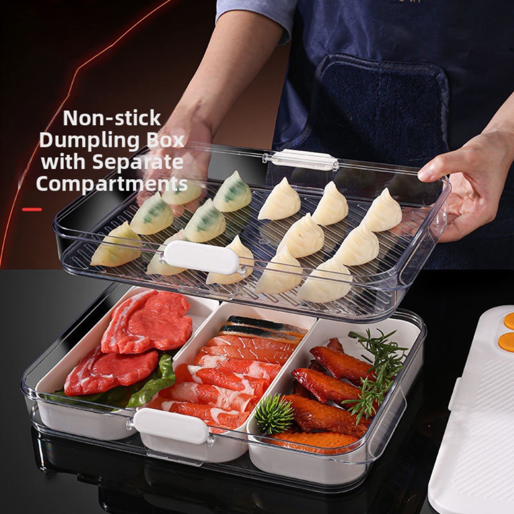 Portable Dumpling Storage Box Compartmentalized Design Double-layer Capacity - Picture 22 of 24