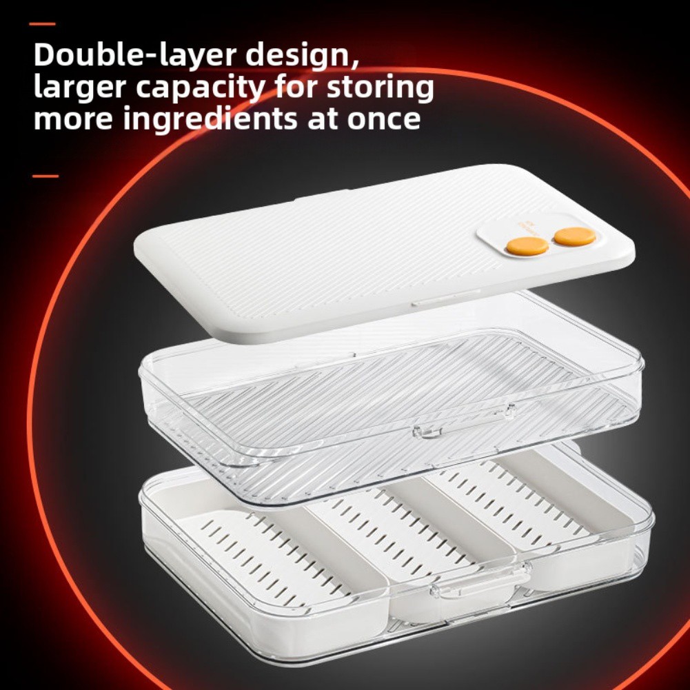 Portable Dumpling Storage Box Compartmentalized Design Double-layer Capacity - Picture 18 of 24