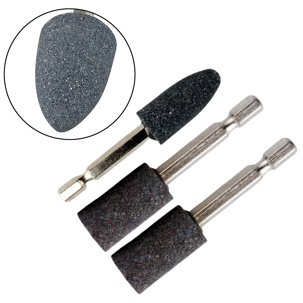 16mm Hex Shank Grinding Head 3pcs Brown Corundum for Material Grinding Tools