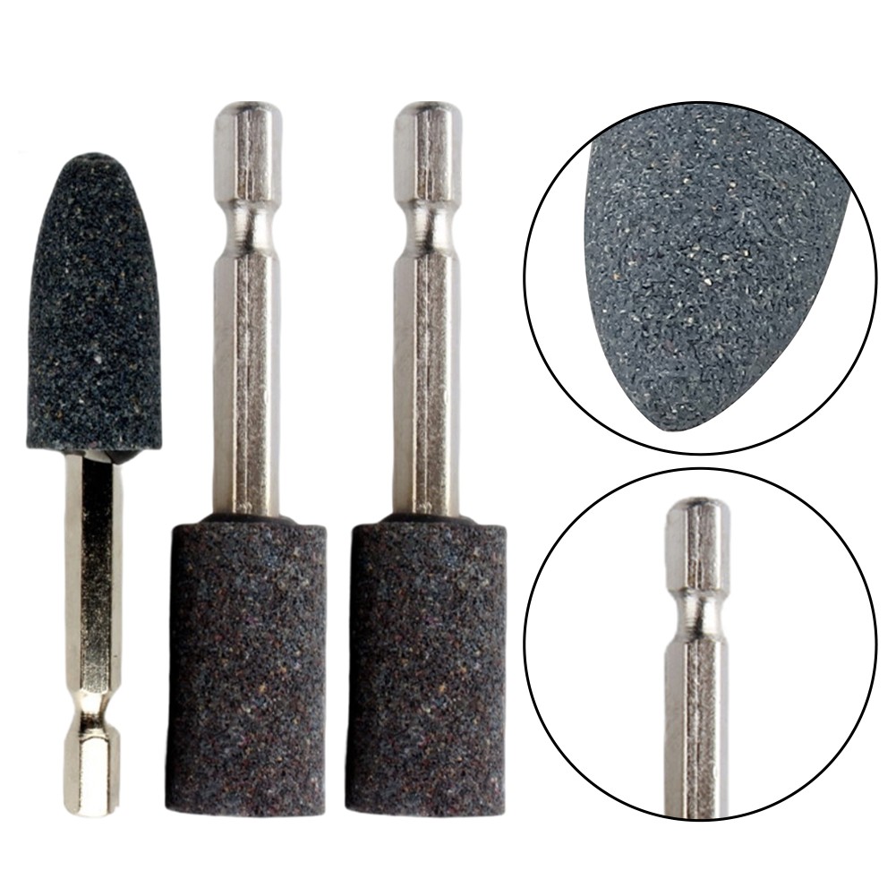 16mm Hex Shank Grinding Head 3pcs Brown Corundum for Material Grinding Tools
