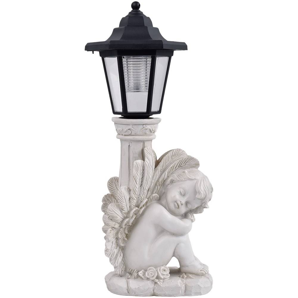 Outdoor Roman Column Knee Angel Solar Light for Garden and Patio Decor