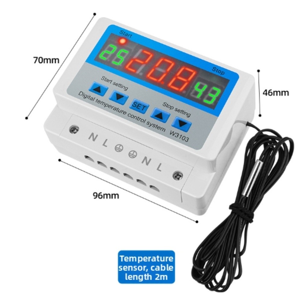 Digital Temperature Controller W3103 30A Fully Automatic 220V for HVAC Systems